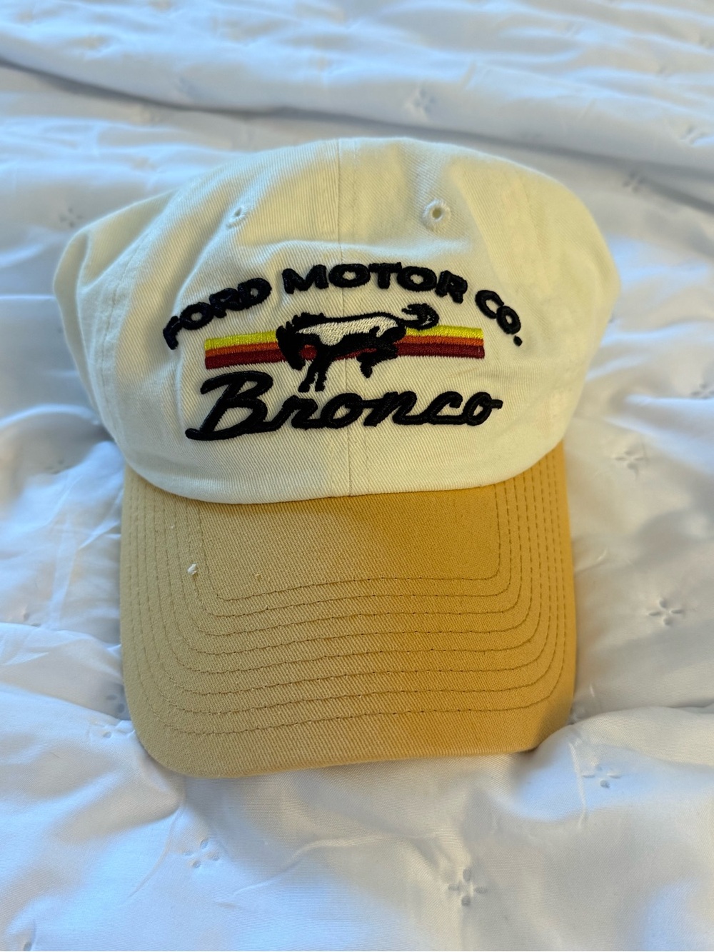 Ford Bronco Embroidered Two-Tone Cap - Cream and Tan